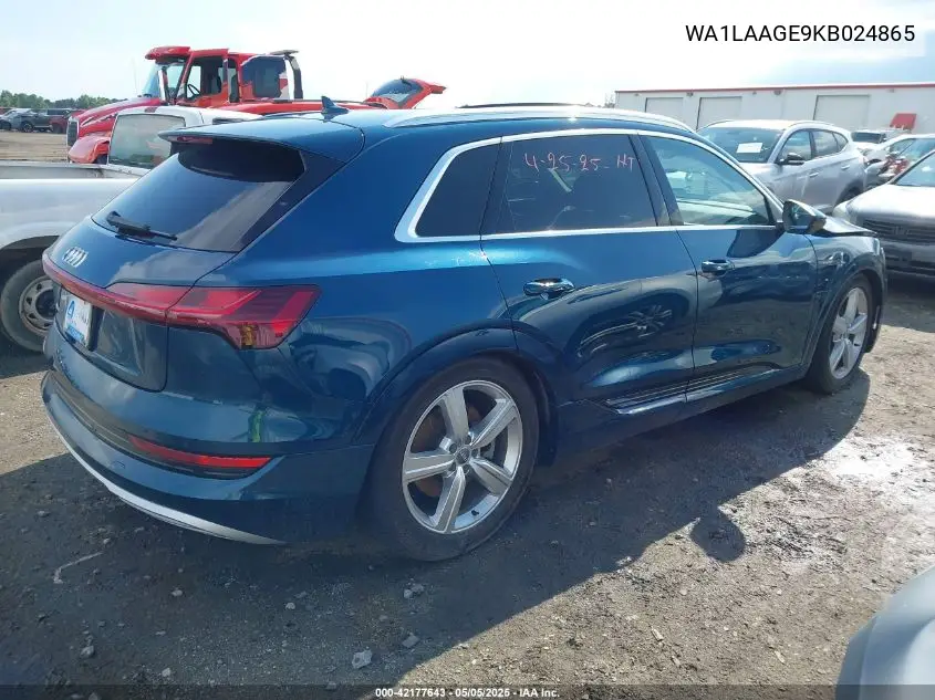 2019 Audi E-Tron Premium Plus VIN: WA1LAAGE9KB024865 Lot: 42177643