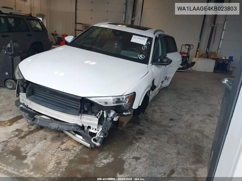 2019 Audi E-Tron Premium Plus VIN: WA1LAAGE4KB023803 Lot: 42184693