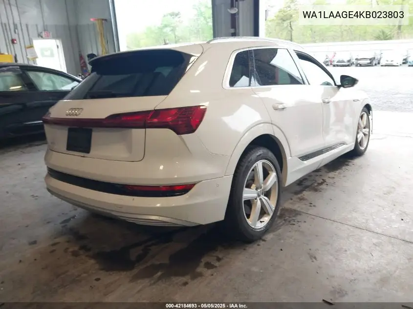 2019 Audi E-Tron Premium Plus VIN: WA1LAAGE4KB023803 Lot: 42184693