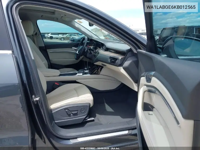 2019 Audi E-Tron Premium Plus VIN: WA1LABGE6KB012565 Lot: 42220663