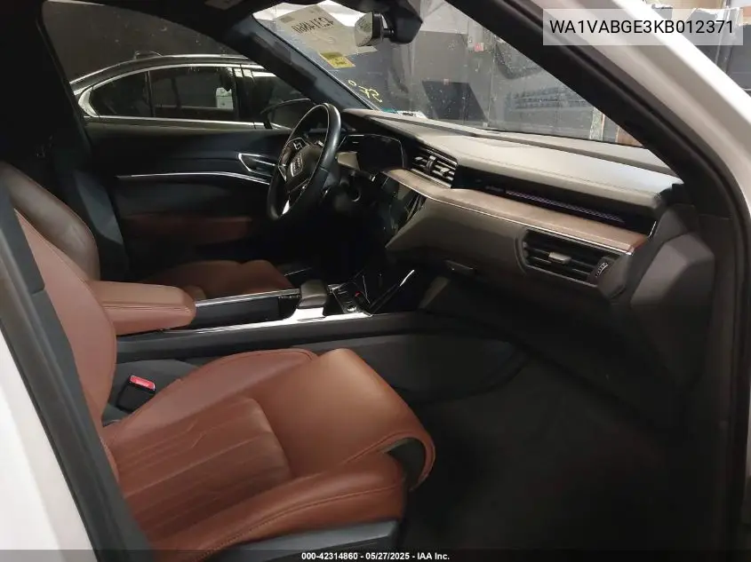 2019 Audi E-Tron Premium Plus VIN: WA1VABGE3KB012371 Lot: 42314860
