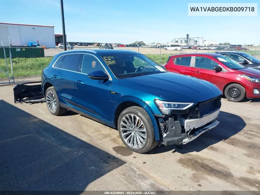 2019 Audi E-Tron Premium Plus VIN: WA1VABGE0KB009718 Lot: 42336983