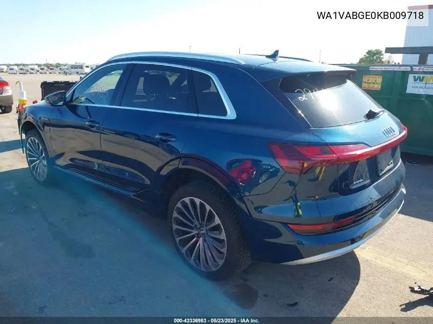 2019 Audi E-Tron Premium Plus VIN: WA1VABGE0KB009718 Lot: 42336983