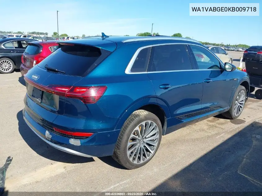 2019 Audi E-Tron Premium Plus VIN: WA1VABGE0KB009718 Lot: 42336983