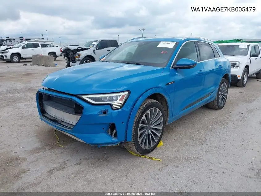 2019 Audi E-Tron Premium Plus VIN: WA1VAAGE7KB005479 Lot: 42368177
