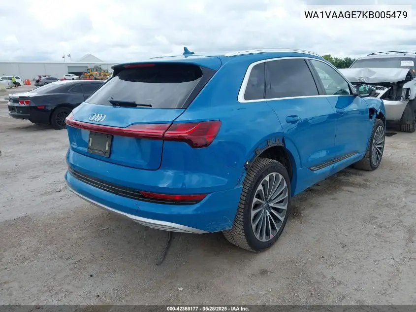 2019 Audi E-Tron Premium Plus VIN: WA1VAAGE7KB005479 Lot: 42368177