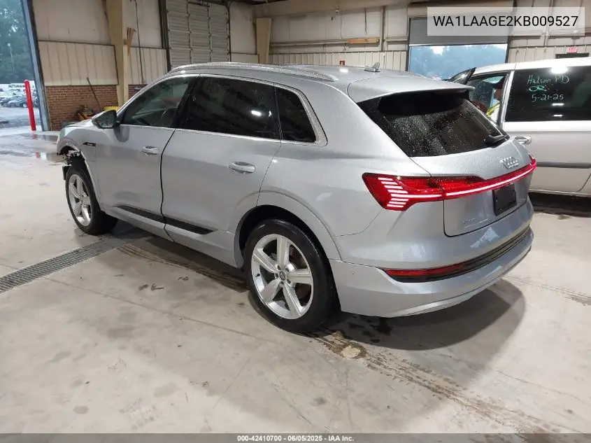 2019 Audi E-Tron Premium Plus VIN: WA1LAAGE2KB009527 Lot: 42410700