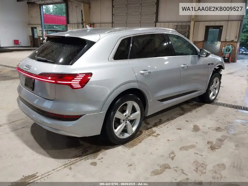 2019 Audi E-Tron Premium Plus VIN: WA1LAAGE2KB009527 Lot: 42410700