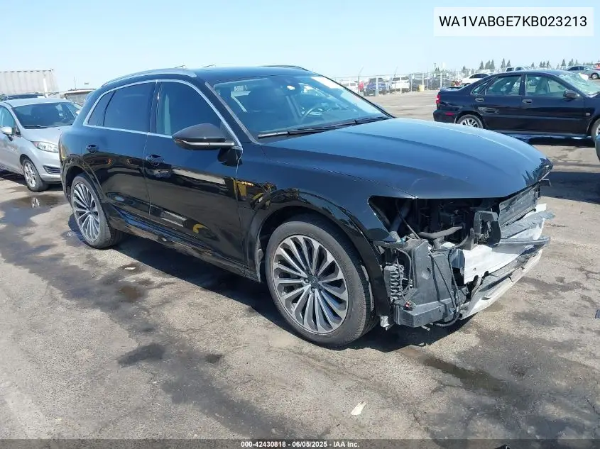 2019 Audi E-Tron Premium Plus VIN: WA1VABGE7KB023213 Lot: 42430818