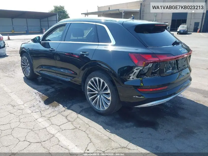 2019 Audi E-Tron Premium Plus VIN: WA1VABGE7KB023213 Lot: 42430818