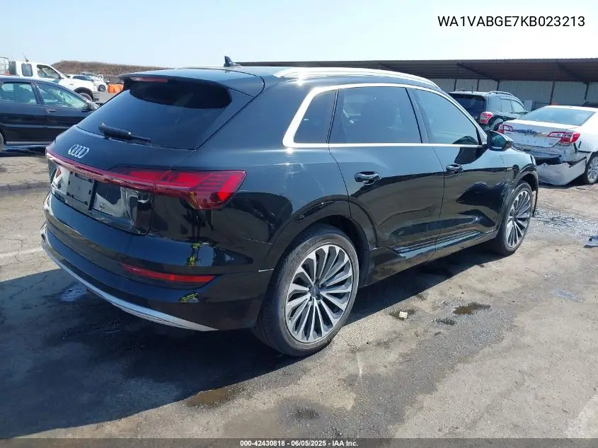 2019 Audi E-Tron Premium Plus VIN: WA1VABGE7KB023213 Lot: 42430818