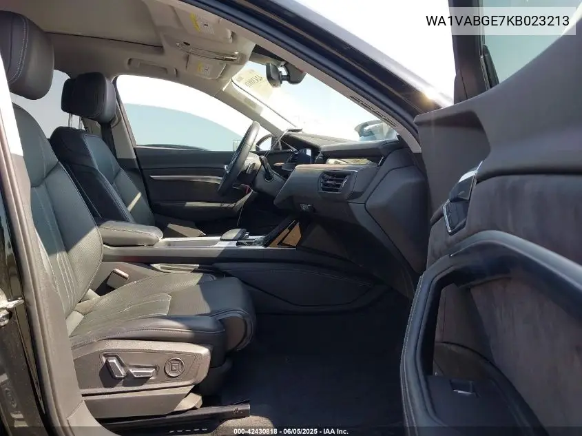 2019 Audi E-Tron Premium Plus VIN: WA1VABGE7KB023213 Lot: 42430818