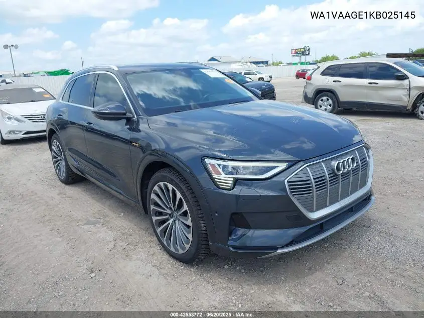 2019 Audi E-Tron Premium Plus VIN: WA1VAAGE1KB025145 Lot: 42553772