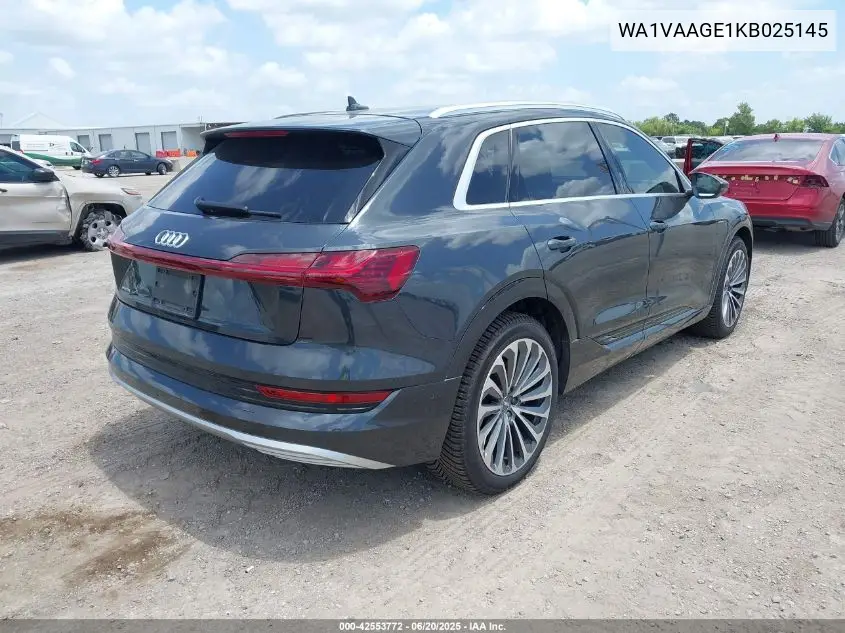 2019 Audi E-Tron Premium Plus VIN: WA1VAAGE1KB025145 Lot: 42553772