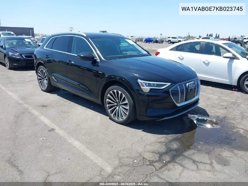 2019 Audi E-Tron Premium Plus VIN: WA1VABGE7KB023745 Lot: 42595523