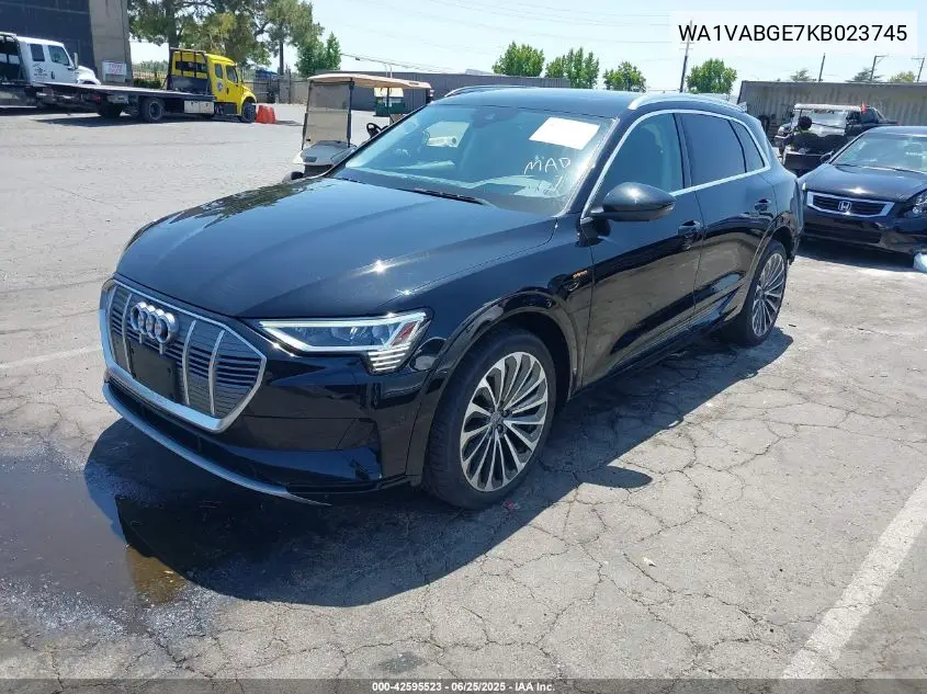 2019 Audi E-Tron Premium Plus VIN: WA1VABGE7KB023745 Lot: 42595523