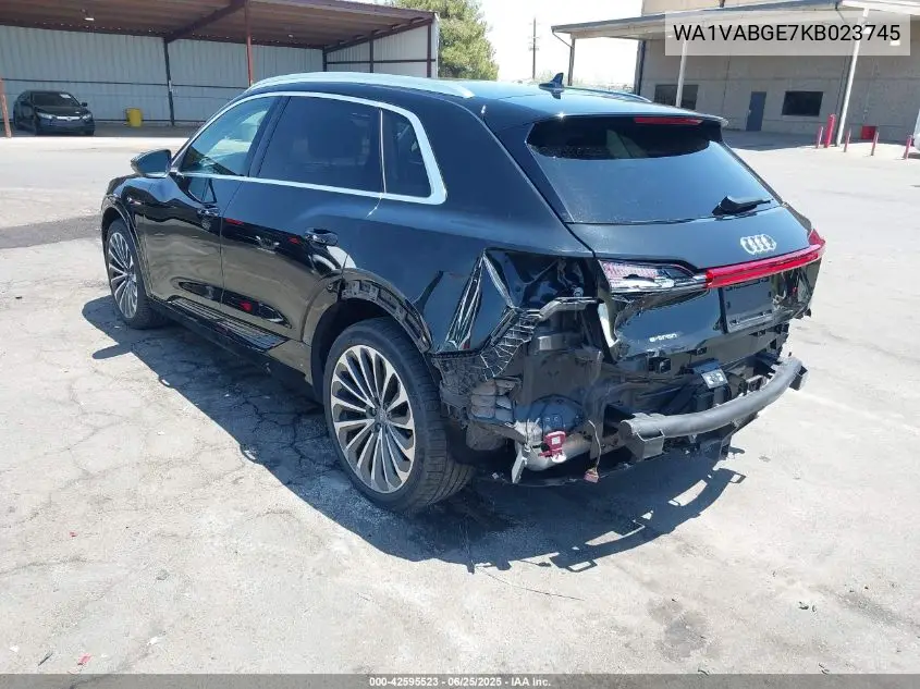 2019 Audi E-Tron Premium Plus VIN: WA1VABGE7KB023745 Lot: 42595523
