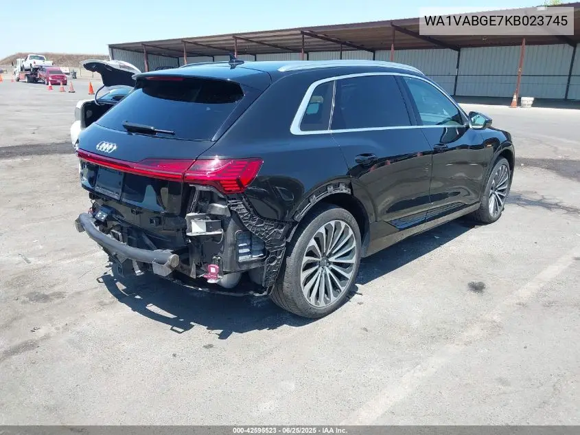 2019 Audi E-Tron Premium Plus VIN: WA1VABGE7KB023745 Lot: 42595523