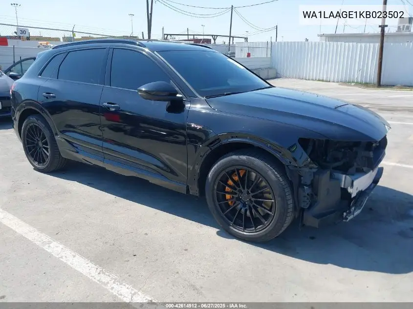 2019 Audi E-Tron Premium Plus VIN: WA1LAAGE1KB023502 Lot: 42614912