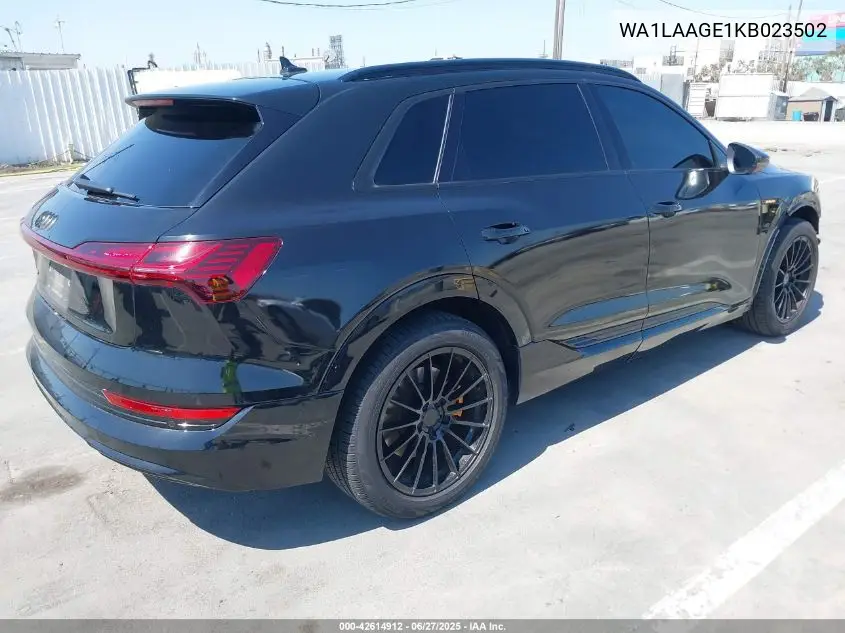 2019 Audi E-Tron Premium Plus VIN: WA1LAAGE1KB023502 Lot: 42614912