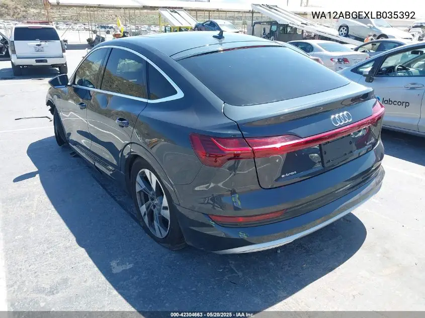 2020 Audi E-Tron Sportback Premium Plus VIN: WA12ABGEXLB035392 Lot: 42304663