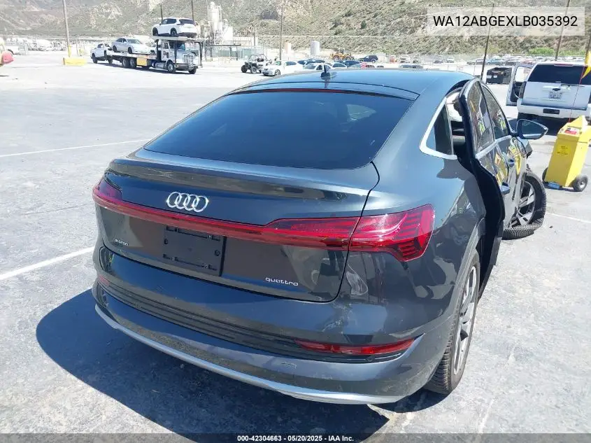 2020 Audi E-Tron Sportback Premium Plus VIN: WA12ABGEXLB035392 Lot: 42304663