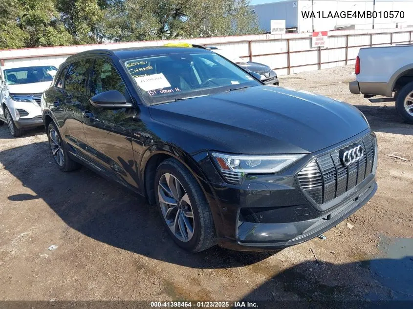 2021 Audi E-Tron Premium Plus Quattro VIN: WA1LAAGE4MB010570 Lot: 41398464