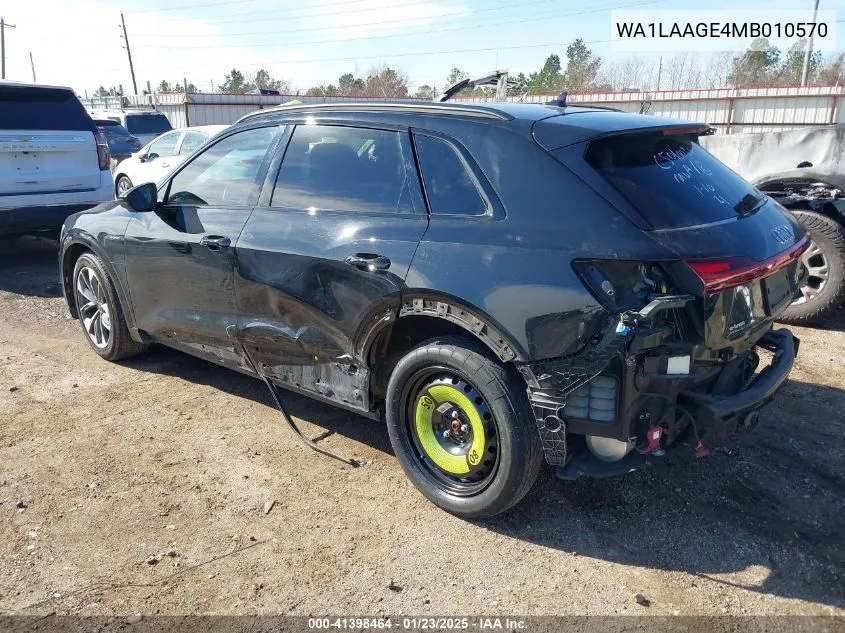 2021 Audi E-Tron Premium Plus Quattro VIN: WA1LAAGE4MB010570 Lot: 41398464