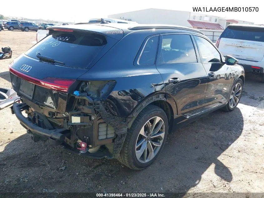 2021 Audi E-Tron Premium Plus Quattro VIN: WA1LAAGE4MB010570 Lot: 41398464