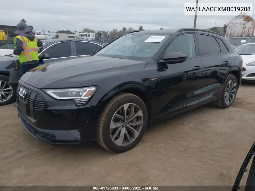 2021 Audi E-Tron Premium Plus Quattro VIN: WA1LAAGEXMB019208 Lot: 41725933