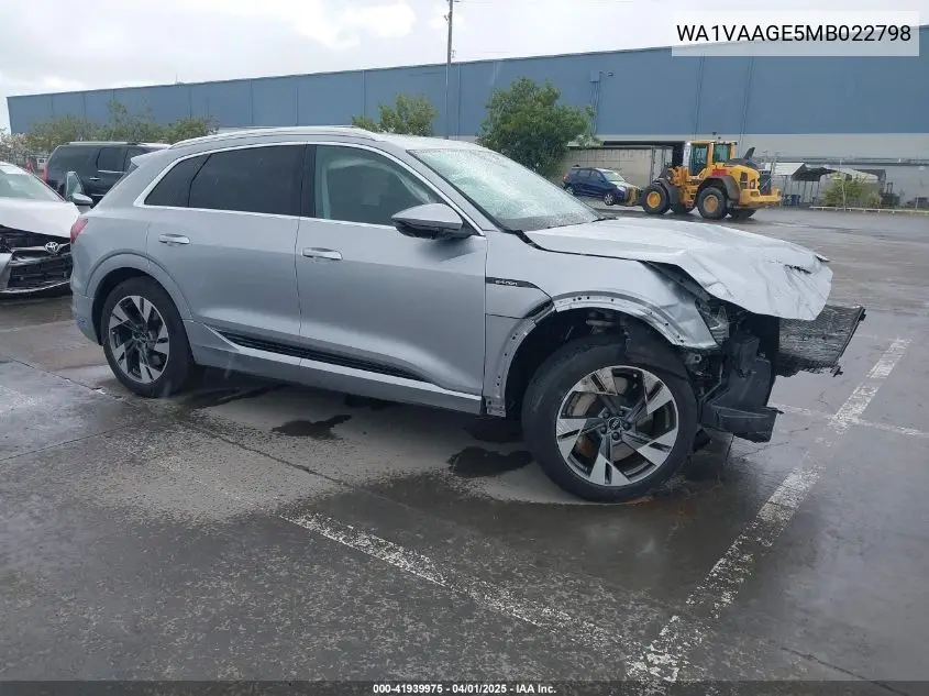 2021 Audi E-Tron Prestige Quattro VIN: WA1VAAGE5MB022798 Lot: 41939975