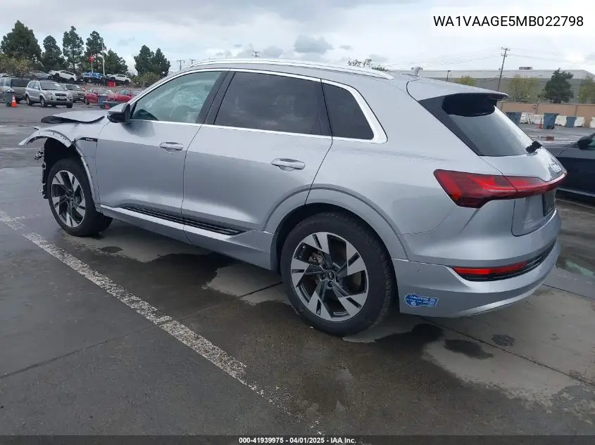 2021 Audi E-Tron Prestige Quattro VIN: WA1VAAGE5MB022798 Lot: 41939975