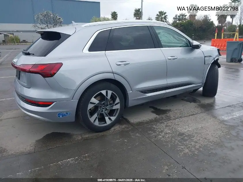 2021 Audi E-Tron Prestige Quattro VIN: WA1VAAGE5MB022798 Lot: 41939975