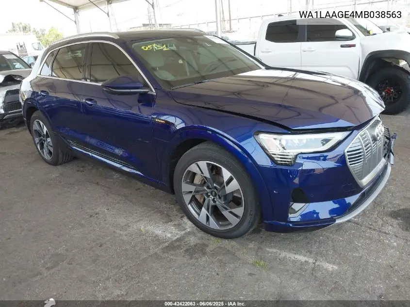 2021 Audi E-Tron Premium Plus Quattro VIN: WA1LAAGE4MB038563 Lot: 42422063