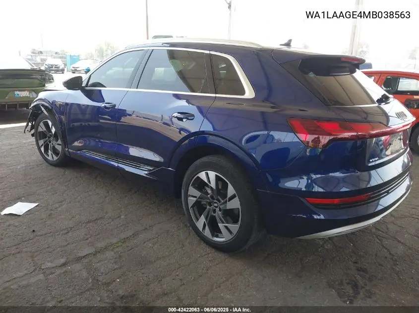 2021 Audi E-Tron Premium Plus Quattro VIN: WA1LAAGE4MB038563 Lot: 42422063