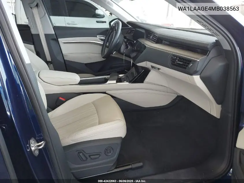 2021 Audi E-Tron Premium Plus Quattro VIN: WA1LAAGE4MB038563 Lot: 42422063