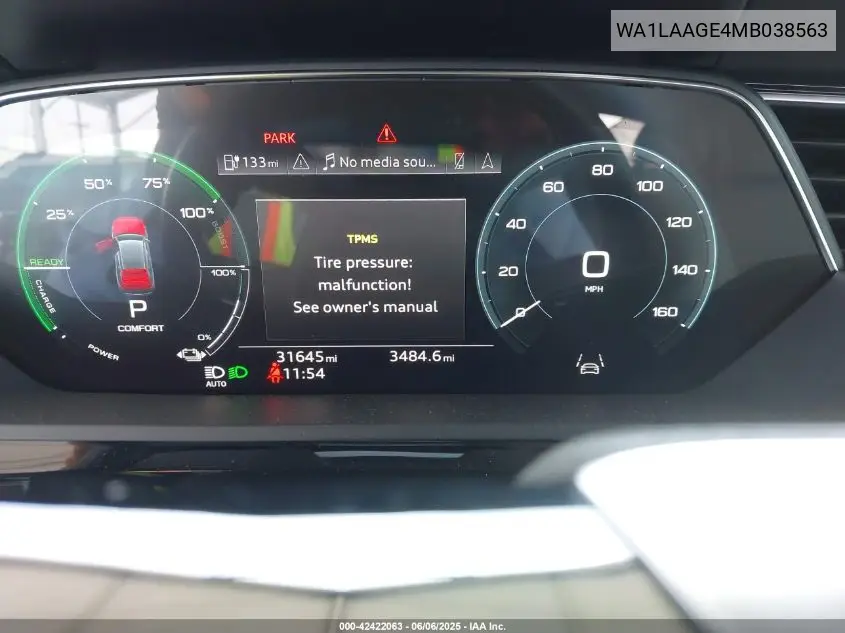 2021 Audi E-Tron Premium Plus Quattro VIN: WA1LAAGE4MB038563 Lot: 42422063