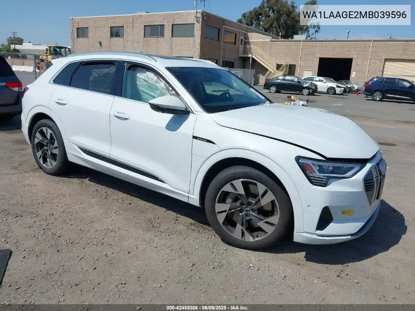 2021 Audi E-Tron Premium Plus Quattro VIN: WA1LAAGE2MB039596 Lot: 42458306