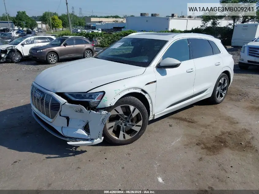2021 Audi E-Tron Premium Quattro VIN: WA1AAAGE3MB009241 Lot: 42603854