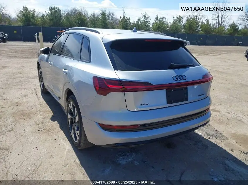 2022 Audi E-Tron Premium Quattro VIN: WA1AAAGEXNB047650 Lot: 41782598