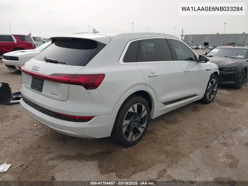 2022 Audi E-Tron Premium Plus Quattro VIN: WA1LAAGE6NB033284 Lot: 41784457