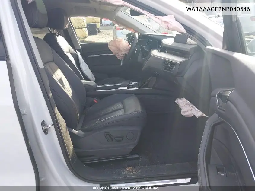 2022 Audi E-Tron Premium Quattro VIN: WA1AAAGE2NB040546 Lot: 41813053
