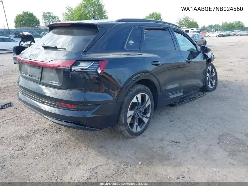 2022 Audi E-Tron Premium Quattro VIN: WA1AABGE7NB024560 Lot: 42179662
