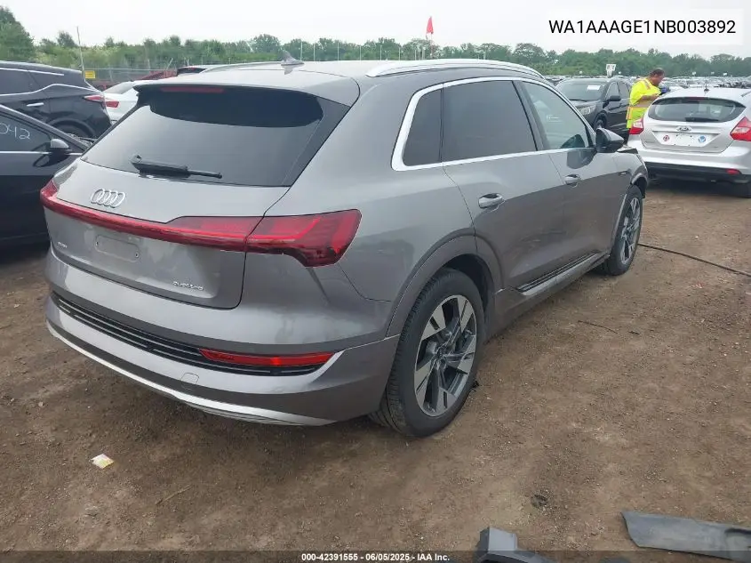 2022 Audi E-Tron Premium Quattro VIN: WA1AAAGE1NB003892 Lot: 42391555