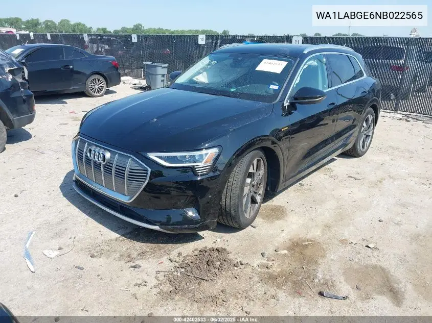 2022 Audi E-Tron Premium Plus Quattro VIN: WA1LABGE6NB022565 Lot: 42402533