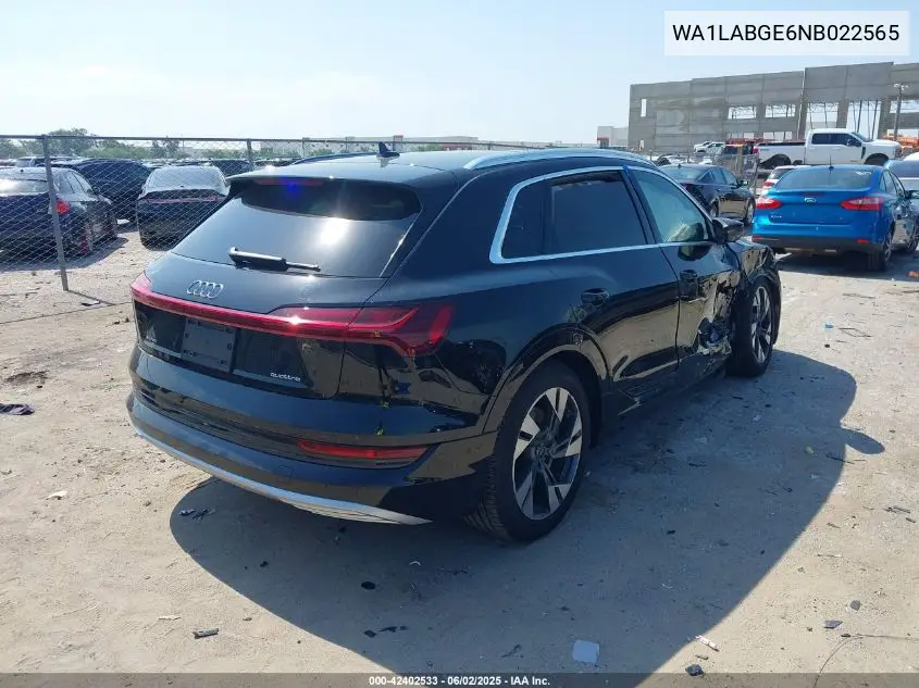 2022 Audi E-Tron Premium Plus Quattro VIN: WA1LABGE6NB022565 Lot: 42402533