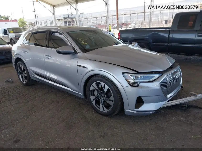 2022 Audi E-Tron Premium Quattro VIN: WA1AAAGE5NB020579 Lot: 42574208