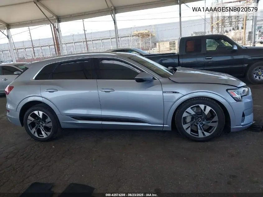 2022 Audi E-Tron Premium Quattro VIN: WA1AAAGE5NB020579 Lot: 42574208