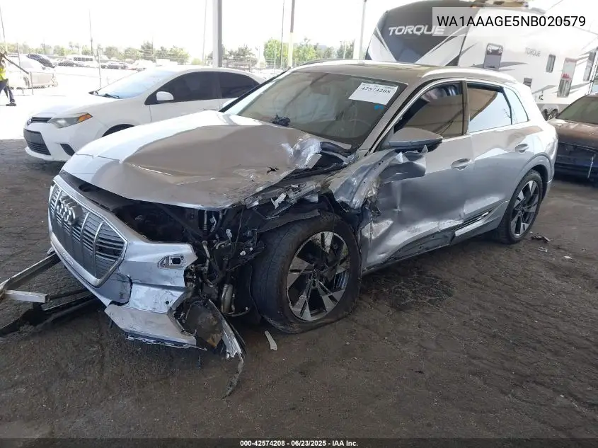 2022 Audi E-Tron Premium Quattro VIN: WA1AAAGE5NB020579 Lot: 42574208