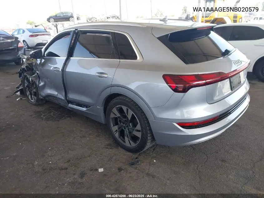 2022 Audi E-Tron Premium Quattro VIN: WA1AAAGE5NB020579 Lot: 42574208